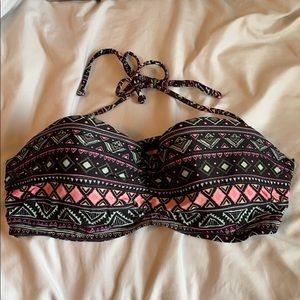 Multicolored tribal print bandeau bathing suit top